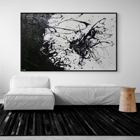 Colour Void 250cm x 150cm Black White Textured Abstract Art
