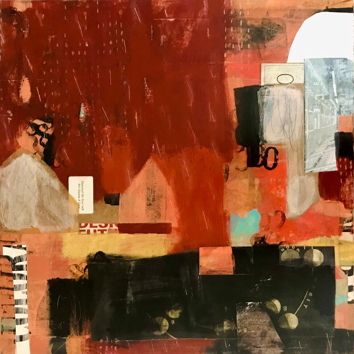 Organic Abstract Painting By Tara Kelley-Cruz, 24 X 24", Village Night Sky 2, Original Artwork