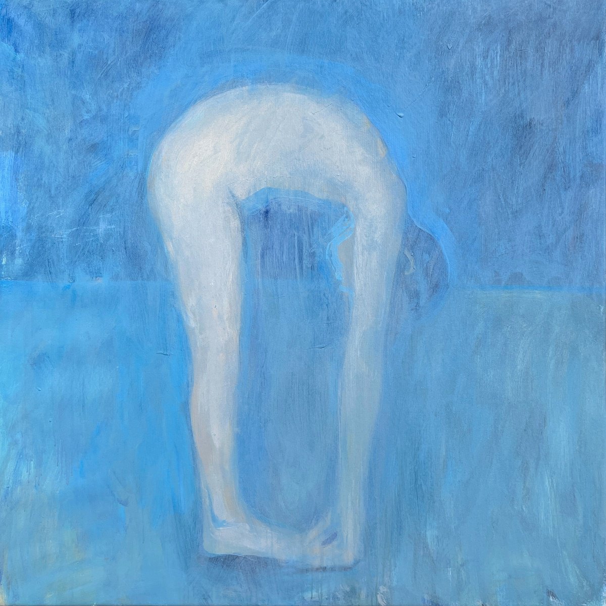 Expressive Portrait Acrylic Painting By Zakhar Shevchuk, 38 X 38", Reaching Inward, Original Artwork