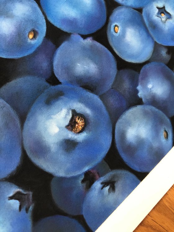 Blueberry pastel drawing A4