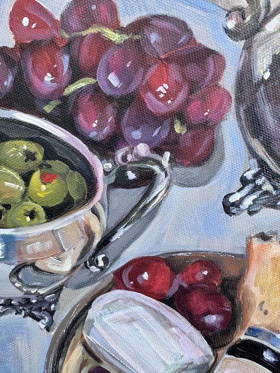 Still Life with Grapes and Silverware