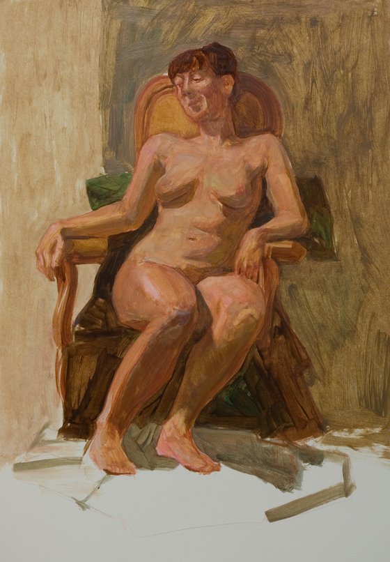 life model study of a nude woman