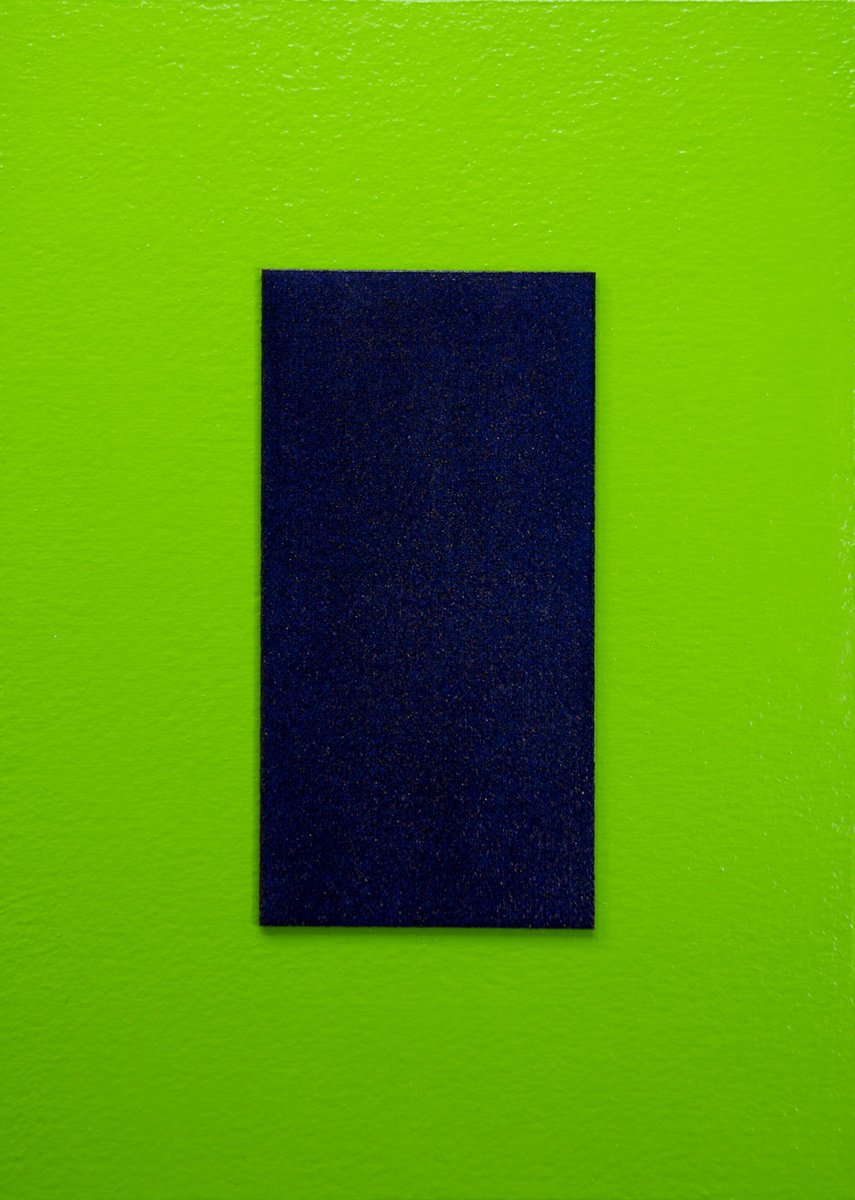 Geometric Abstract Acrylic Painting By Rich Moyers, 6 X 8", Blue Verdance, Original Artwork