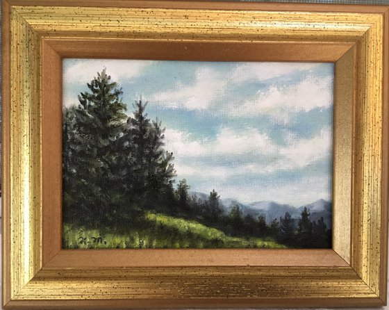 Hilltop Meadow by K. McDermott 5X7 oil (SOLD)