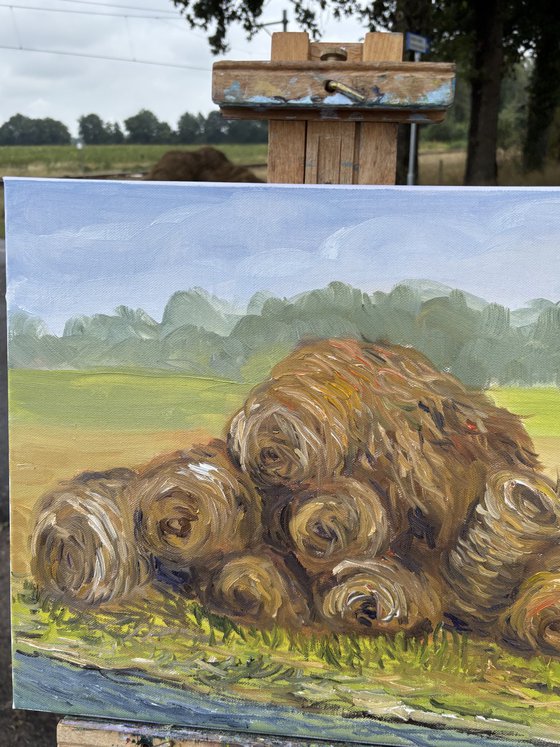 Hay bales. Plein air