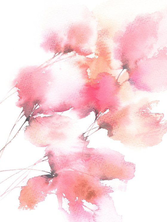Pink flowers, diptych