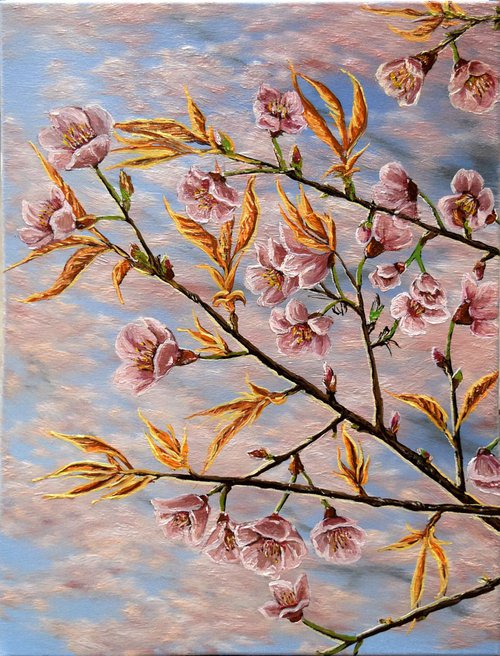Blossom #1 - ready to hang, 40 x 30 cm by Elena Adele Dmitrenko