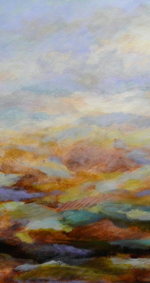 Springtime landscape - painting on paper by Fabienne Monestier