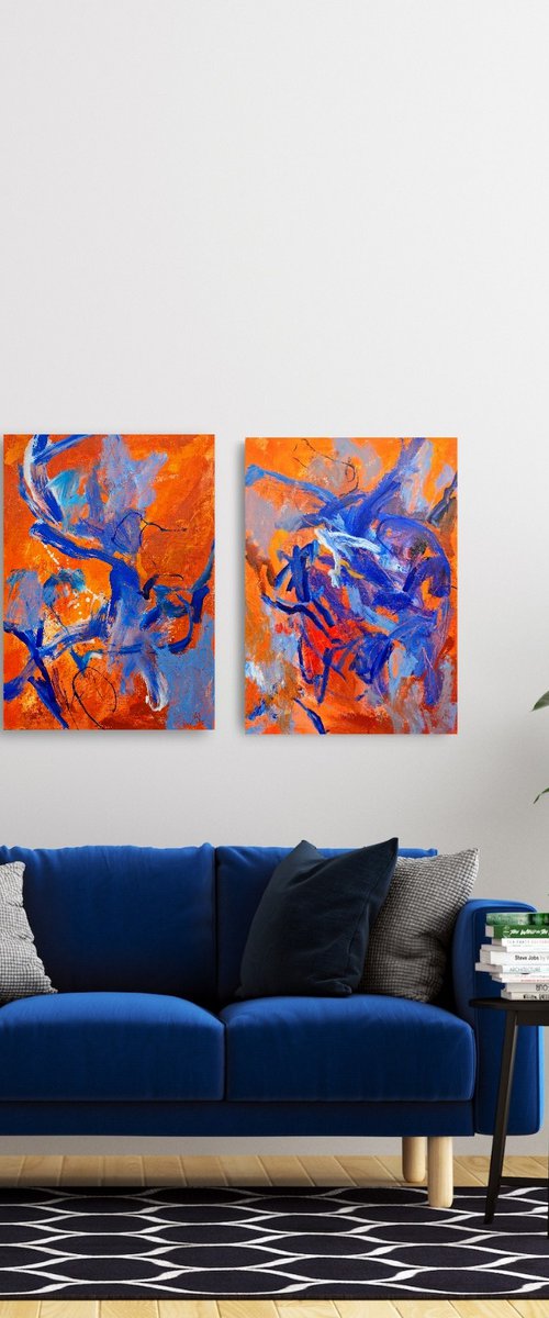 Abstract painting. Diptych. Dance your life. by Mariana Briukhanova