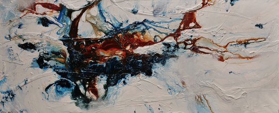 Midnight Oxide 240cm x 100cm Blue Brown White Abstract Art