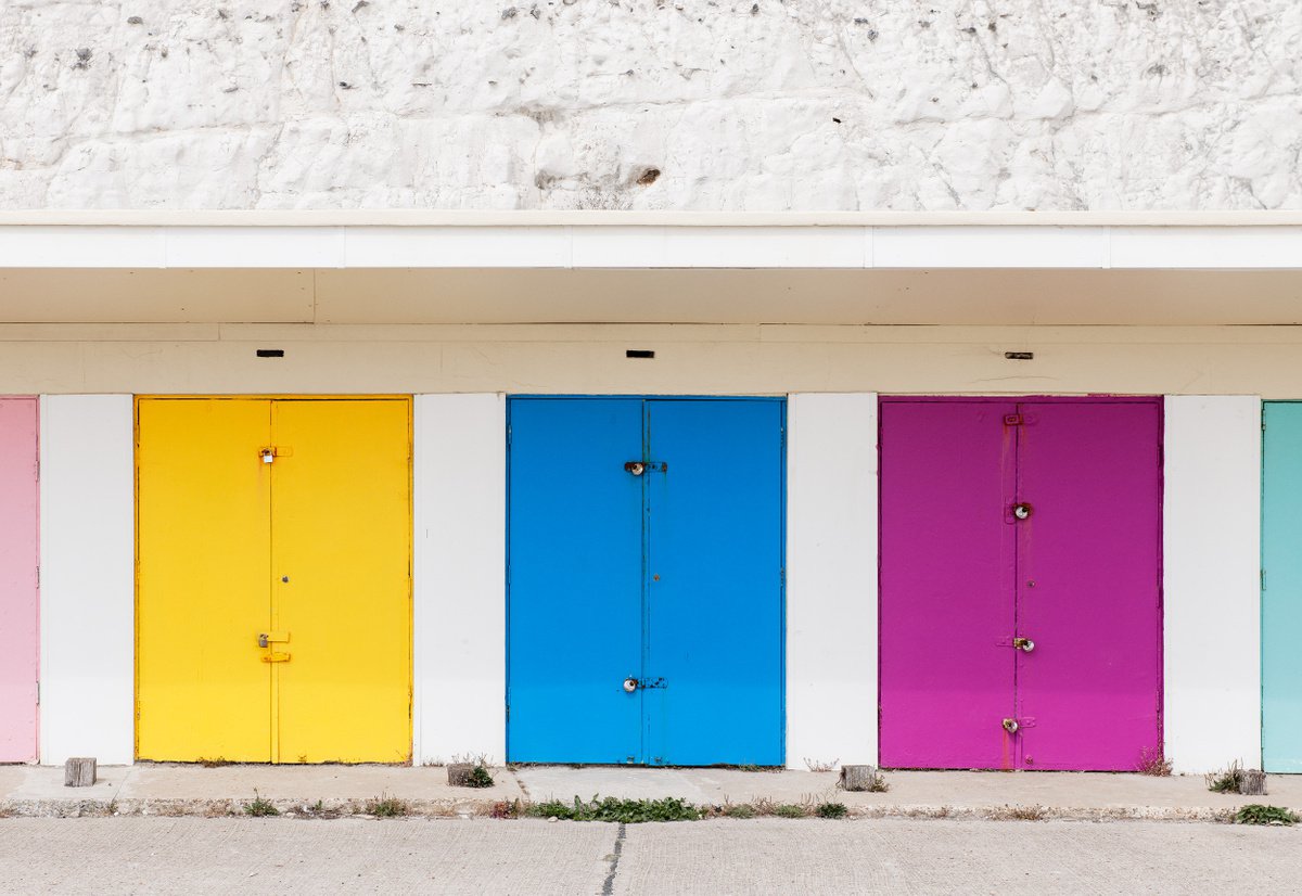 Graphic Cityscapes Photograph By Tom Hanslien, 47 X 33", Saltdean Beach Huts Ii, Original Artwork