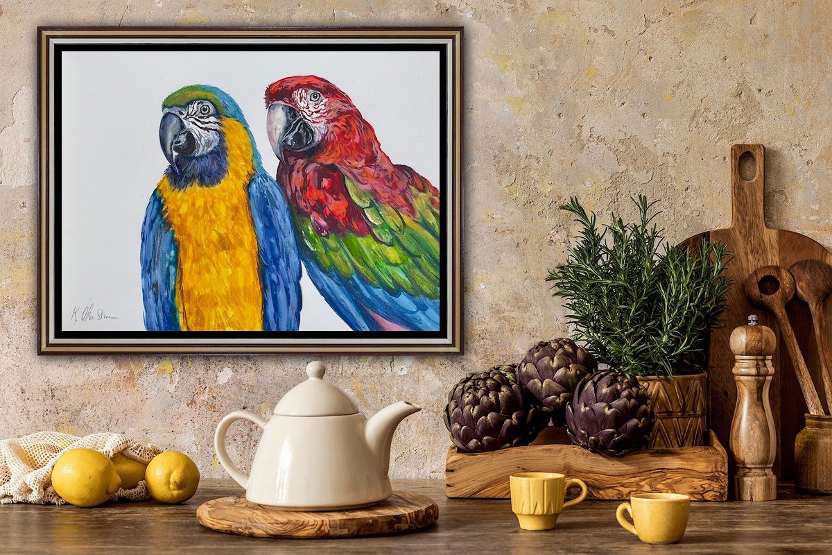 Macaws In Love by Kristen Olson Stone