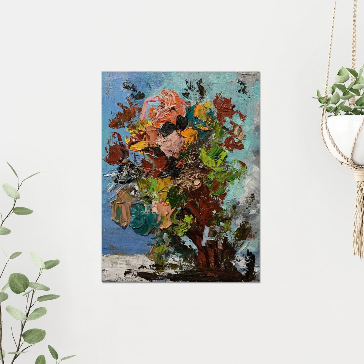 Expressive Botanical Oil Painting By Vita Schagen, 9 X 12", Floral Symphony., Original Artwork