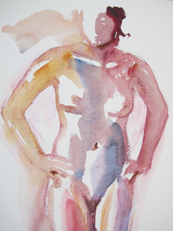 Standing female nude - Life drawing