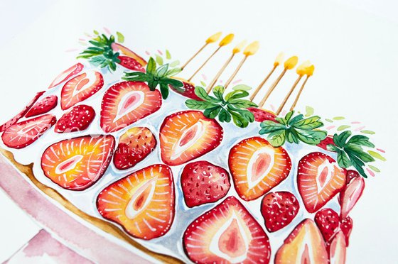 Strawberry birthday cake