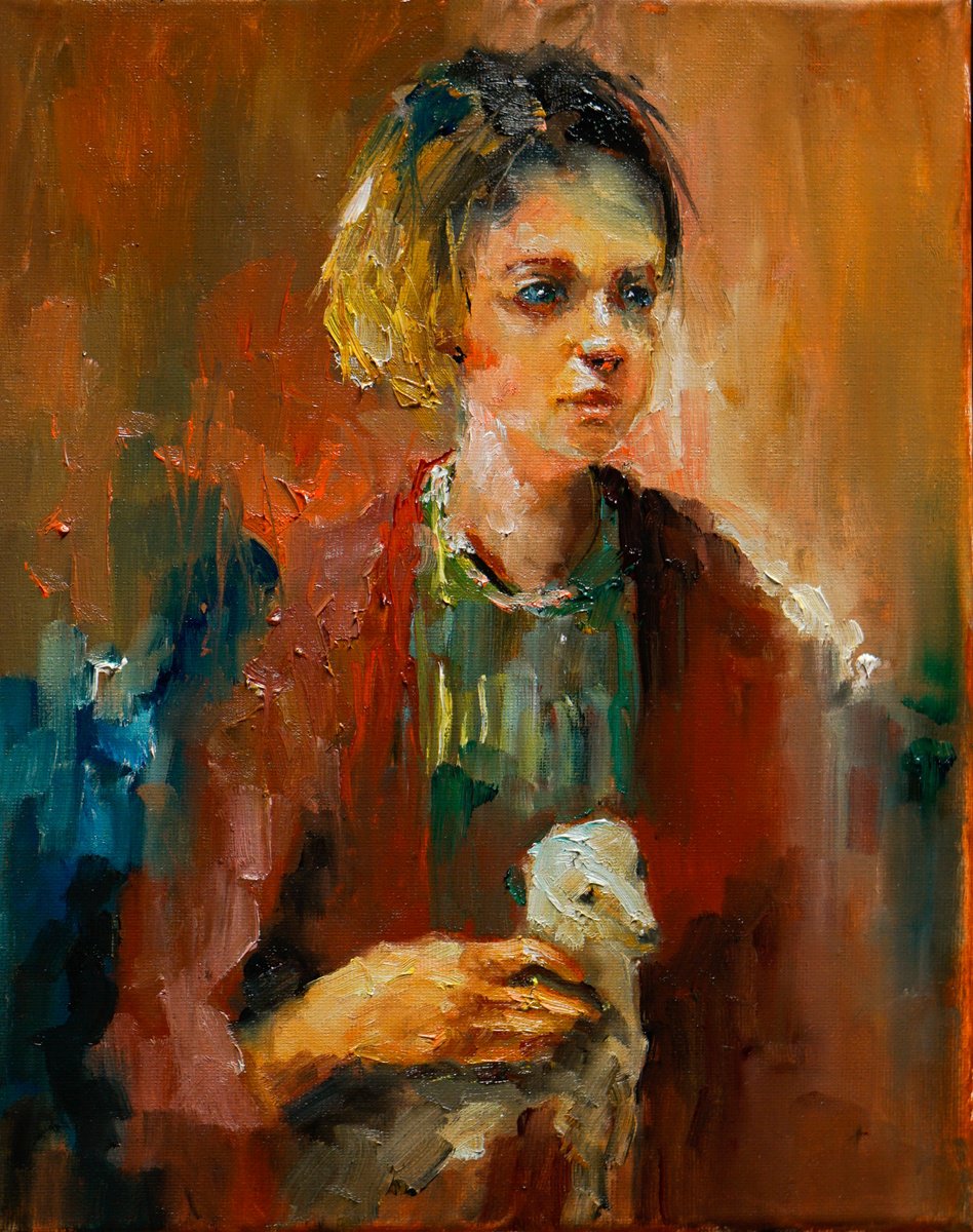 Impressionistic Portrait Oil Painting By Pavel Filin, 9 X 12", S,M,, Original Artwork