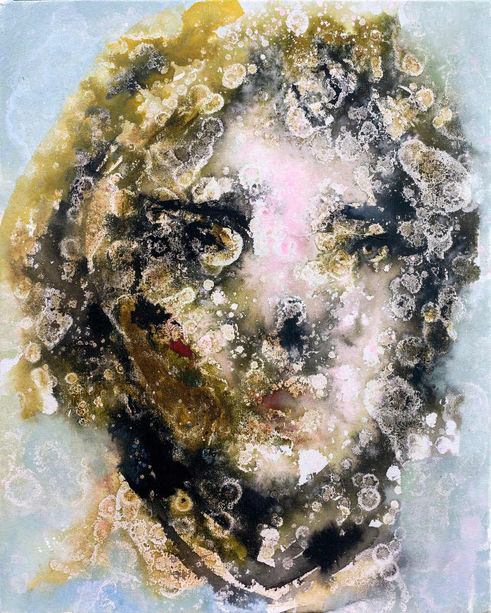 Expressive Portrait Painting By Edel Alonso Bello, 13 X 16, Reminiscence, Original Artwork