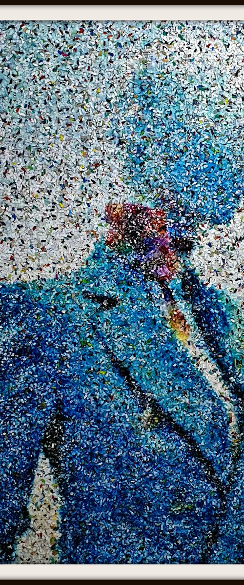Mannequins - 02 - (n.506) - Acrylic painting on shredded paper on wood by Alessio Mazzarulli