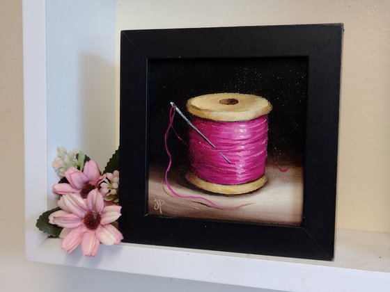 Little Pink cotton reel  still life