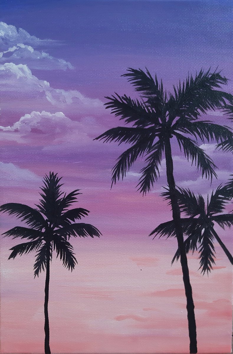 Palm trees 12 - oil painting, realism, modern paintings, summer