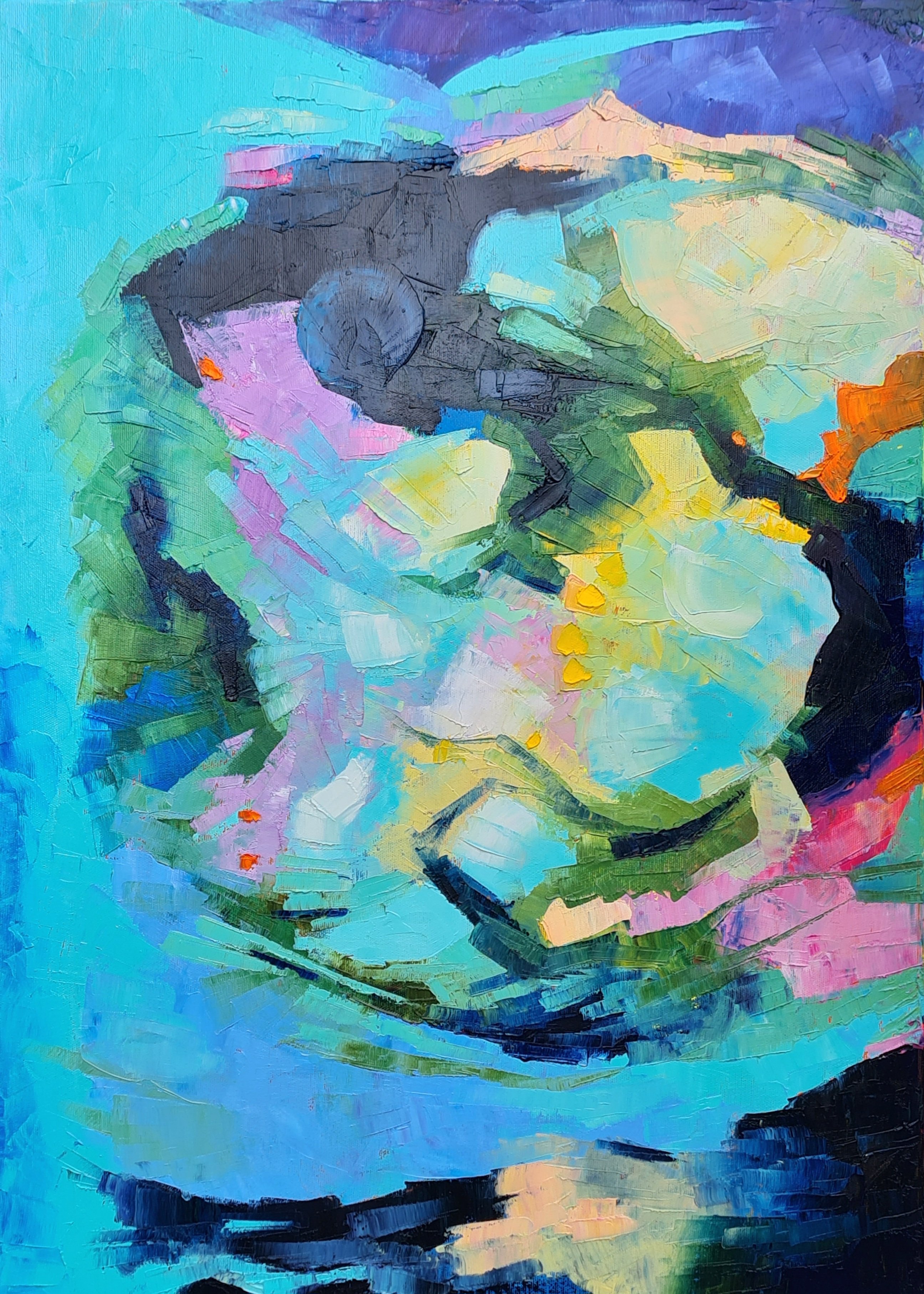 Organic Abstract Oil Painting By Simon Tunde, 20 X 28", Everyday Experiences, Original Artwork