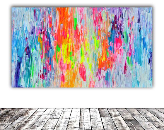 55x31.5'' Large Ready to Hang Abstract Painting - XXXL Huge Colourful Modern Abstract Big Painting, Large Colorful Painting - Ready to Hang, Hotel and Restaurant Wall Decoration, A Gypsy Dream