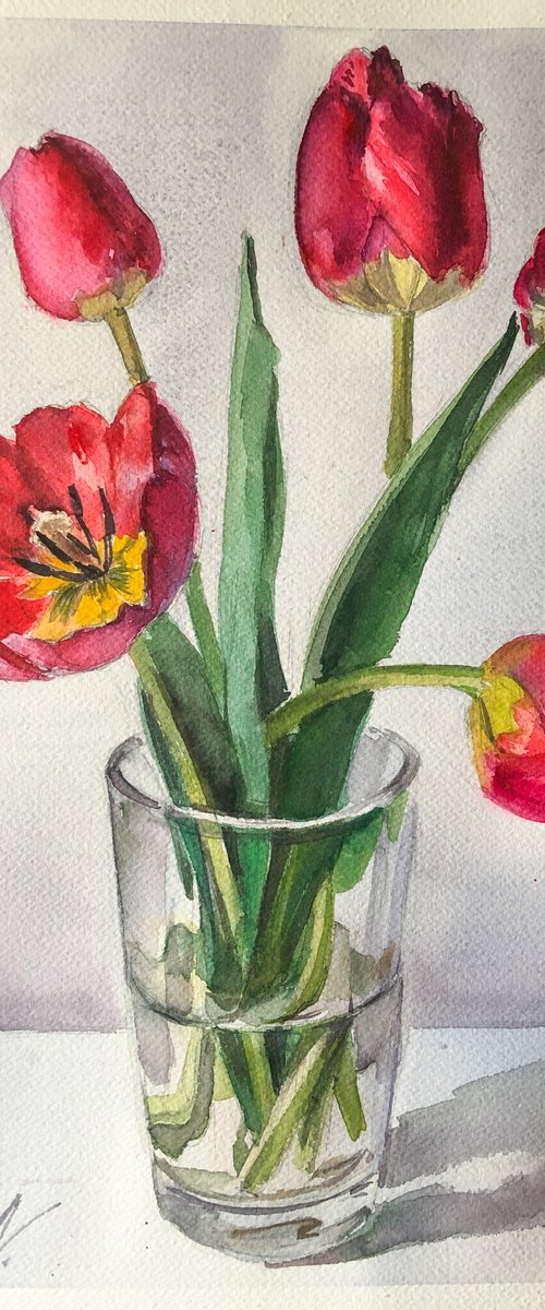 Red tulips by Nataliia Nosyk