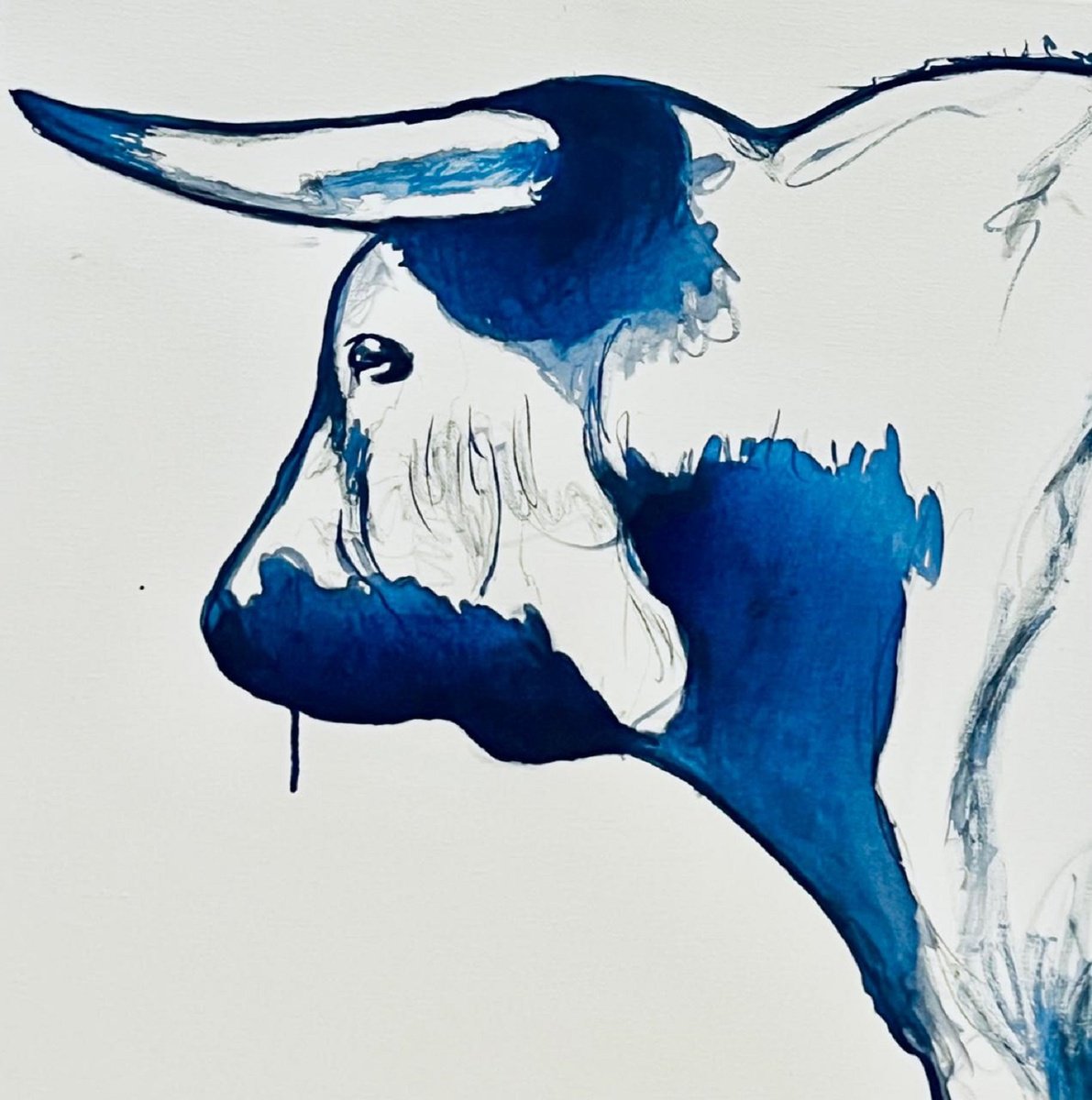 Expressive Animal Painting By Shabs Beigh, 24 X 24", Deep In Thought, Original Artwork