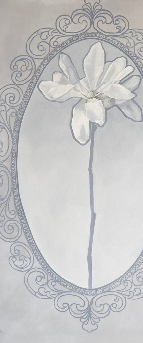 White Magnolia in Ornate Frame by Snezhana Zhukova