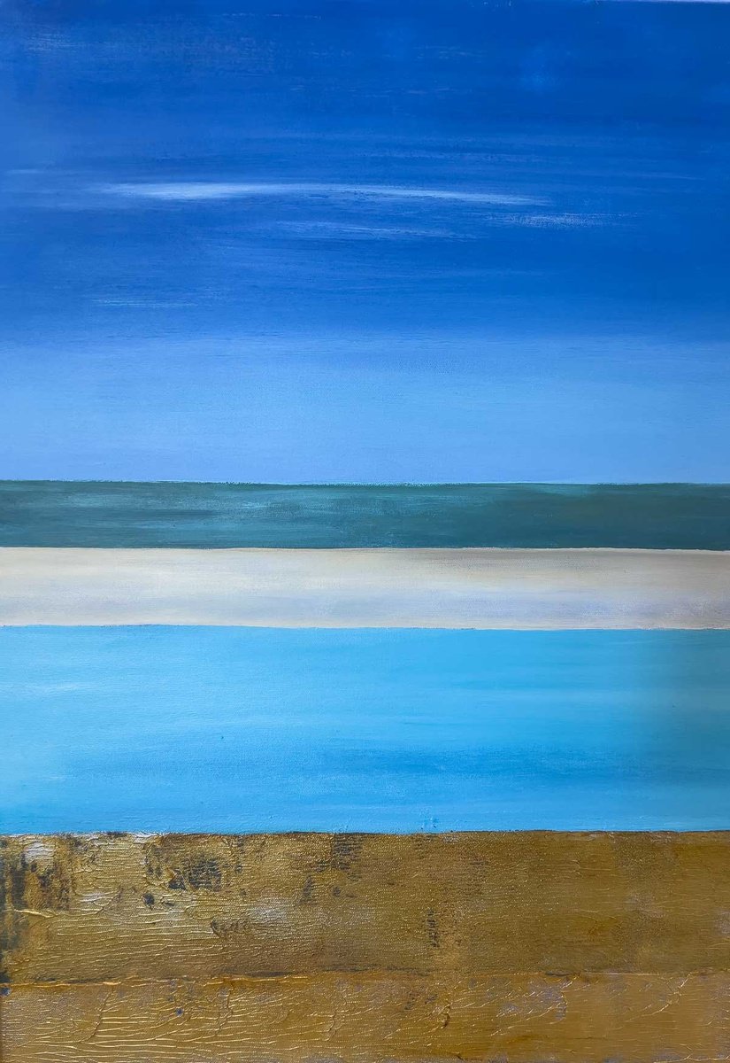 Abstract Acrylic Painting By Km Arts, 20 X 28", A Whispering Tide, Original Artwork