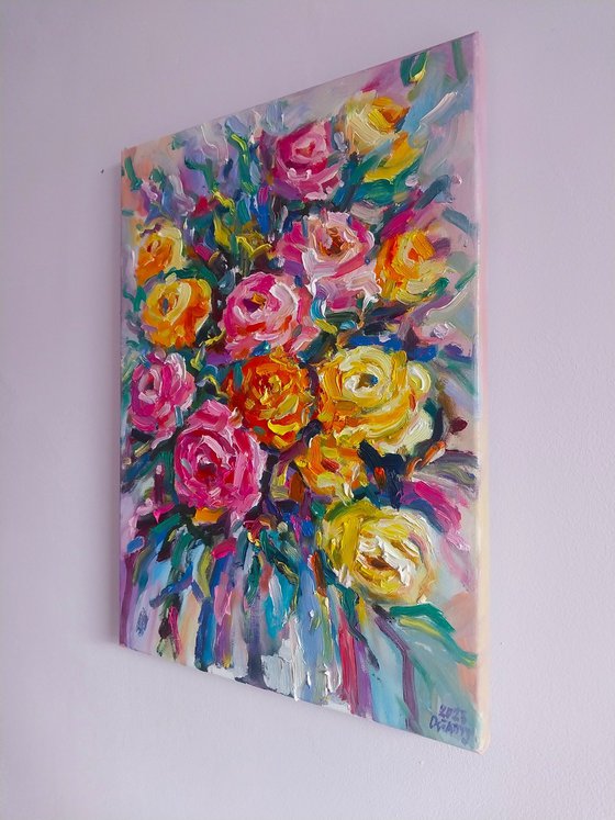 Abstract bouquet with roses