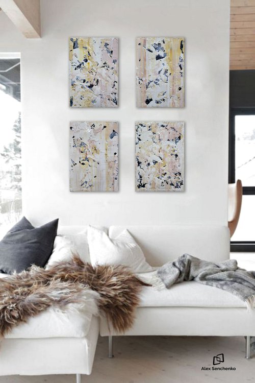 Abstract Painting / Set of 4 / Abstract S2303 by Alex Senchenko