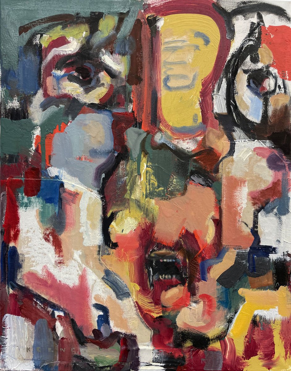 Expressive Portrait Oil Painting By Don Keene, 20 X 26, Face 22.1, Original Artwork