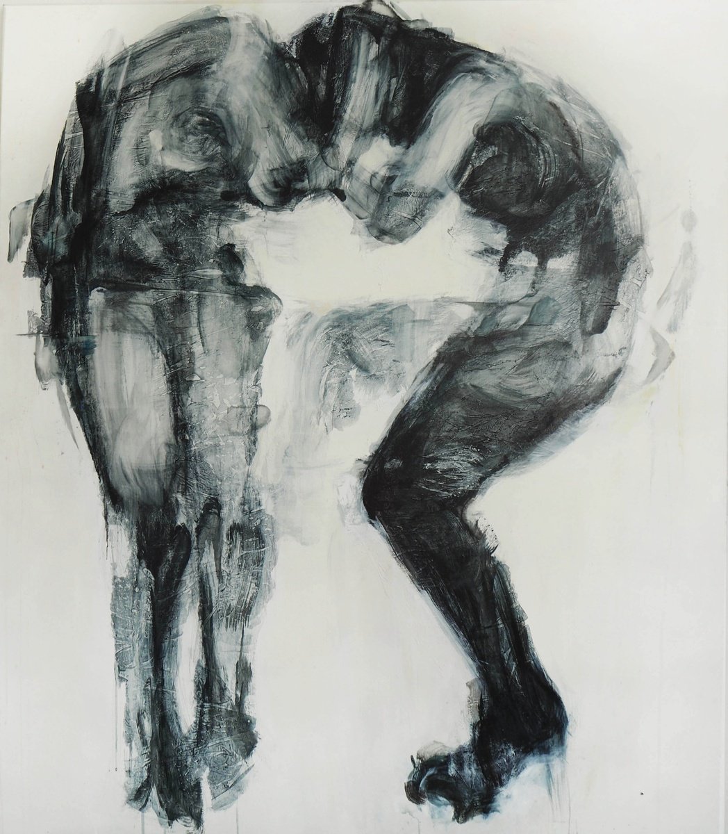 Expressive Portrait Painting By Cynthia Gregorova, 51 X 59, Leave! Stay. (Cleavage), Original Artwork