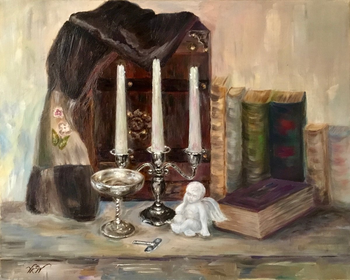 Impressionistic Still Life Oil Painting By Vera Klimova, 20 X 16", Angel, Original Artwork