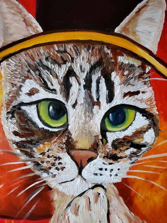 Cat  in a Hat, inspired by Amedeo Clemente Modigliani