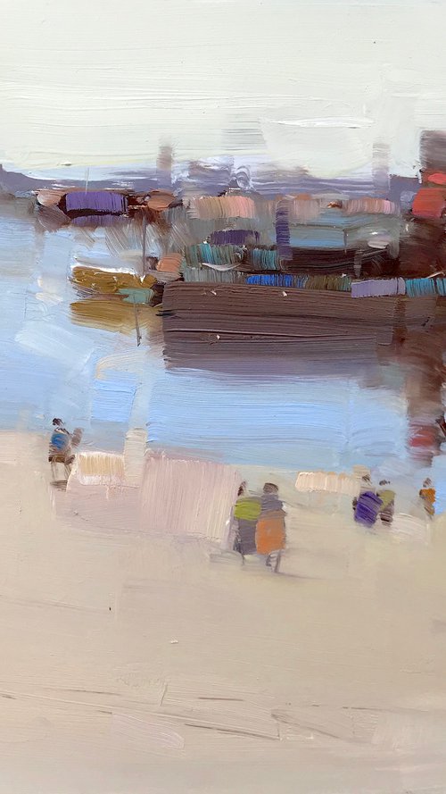 Harbor, Original oil painting, Handmade artwork, One of a kind by Vahe Yeremyan