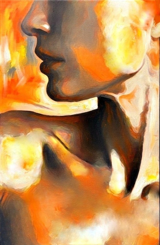 "Ochre Contour" - Abstract Portrait