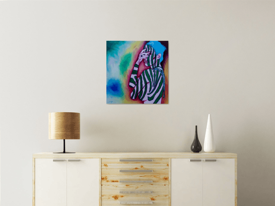 Zebra Girl ( on canvas ) Free Shipping