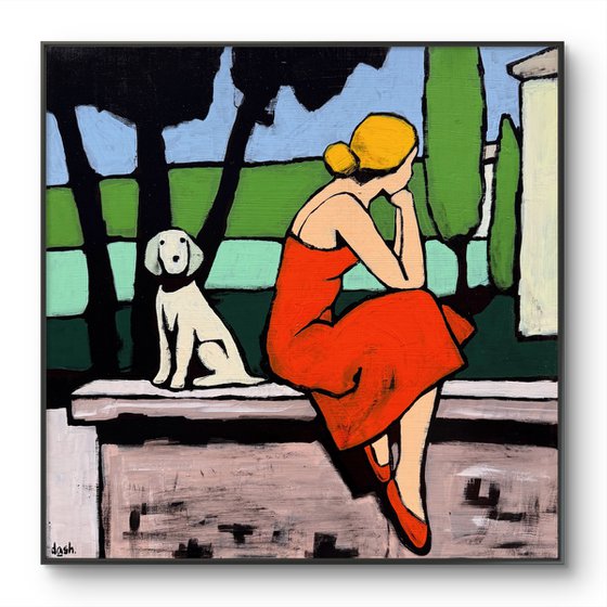 "Waiting Together"  Original painting 16x16in