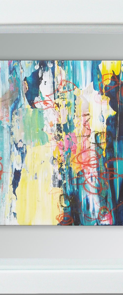 Framed ready to hang original abstract  - Graffiti #2 by Carolynne Coulson