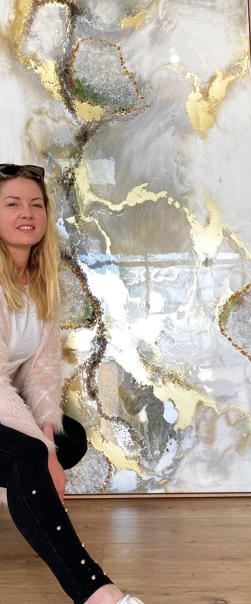 Marble Gold Abstract Artwork by Marie Antuanelle