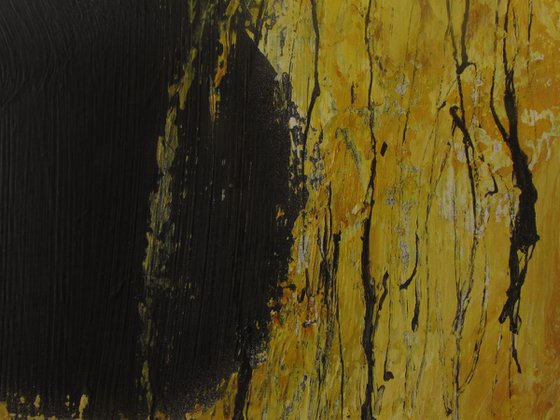 Nightflower - yellow and black acrylic abstract painting