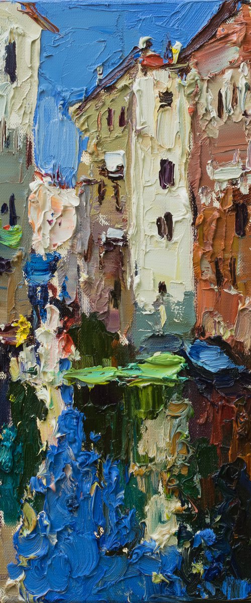 Venice. italian landscape- Original impasto landscape painting textured Oil painting Italy wall art by Anastasiia Valiulina