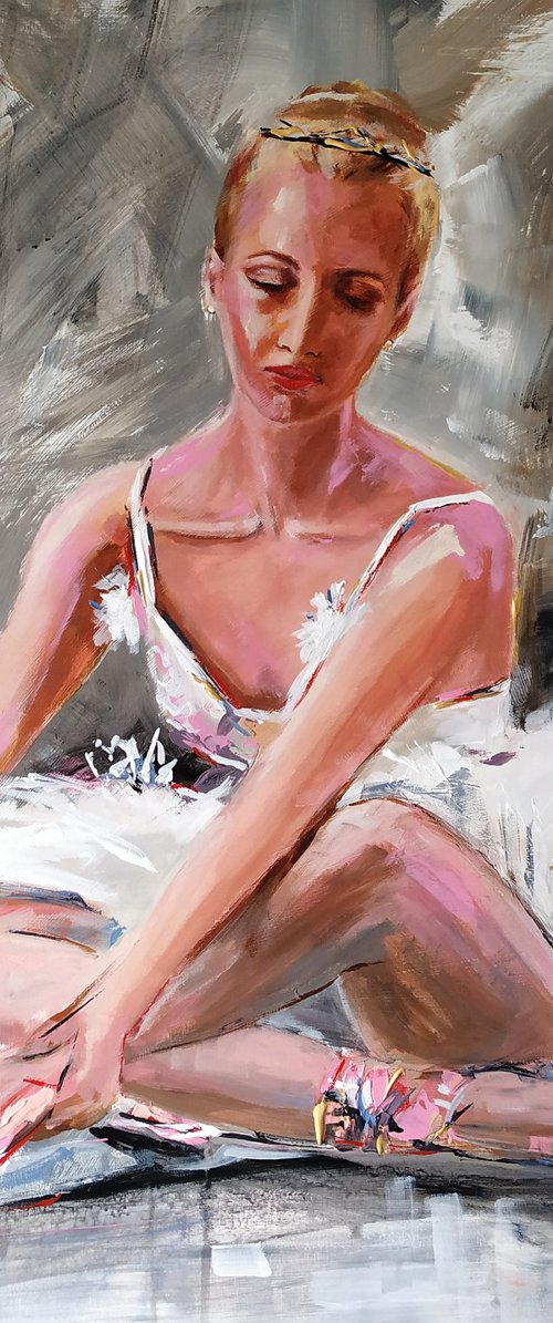 Moment II - ballerina Painting on MDF by Antigoni Tziora