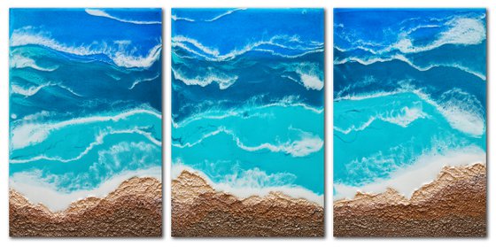 Marine volumetric triptych - set of 3 original seascape artwork
