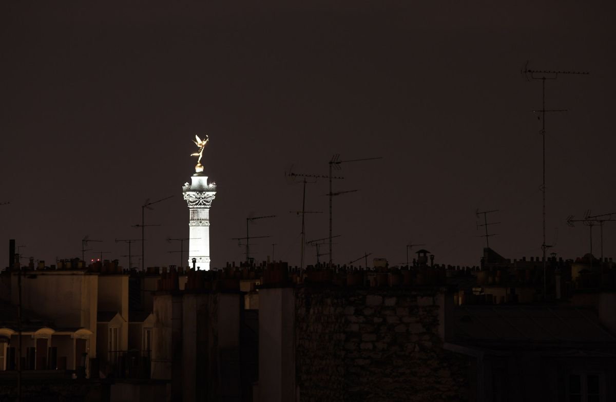 Chimneys, Aerials and the Bastille, Paris, France by Paula Smith
