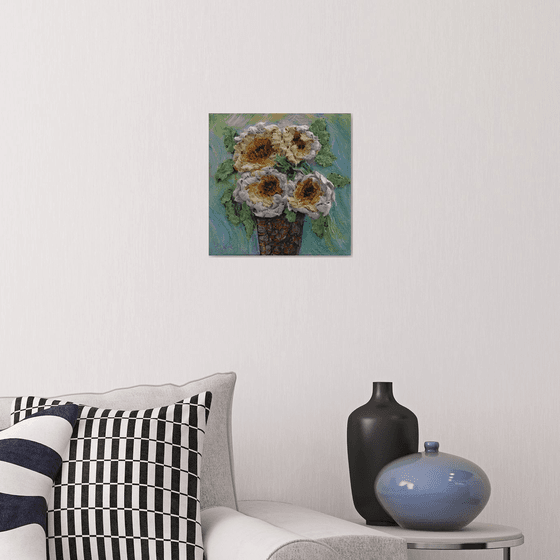 Golden Floral Relief 3D