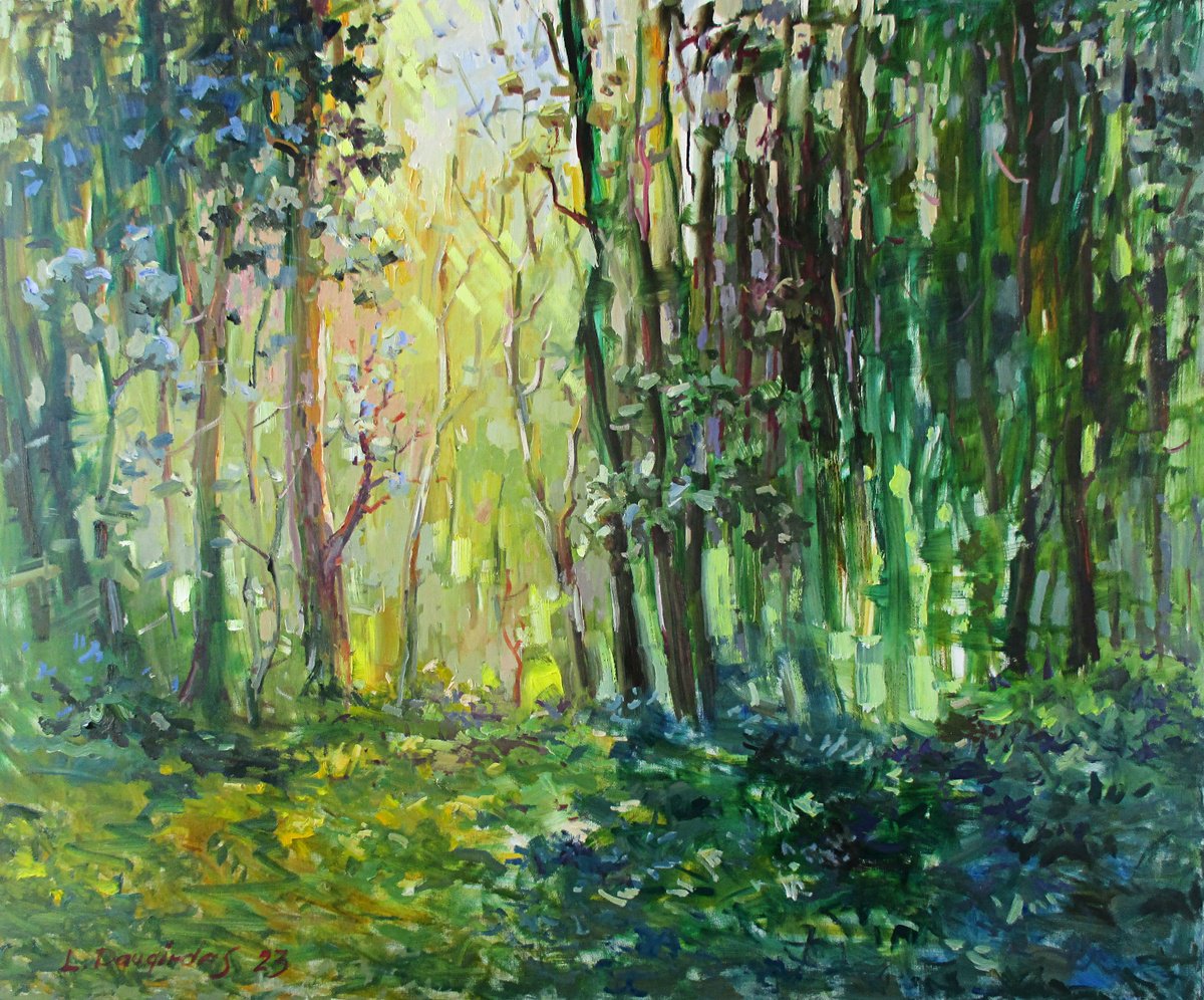 Impressionistic Landscape Oil Painting By Liudvikas Daugirdas, 43 X 35", Let There Be Light, Original Artwork
