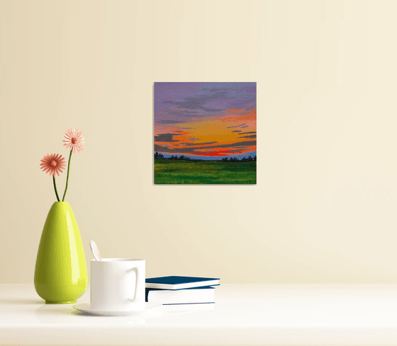 Sunset Glow ! Small Sunset Painting!!  Ready to hang